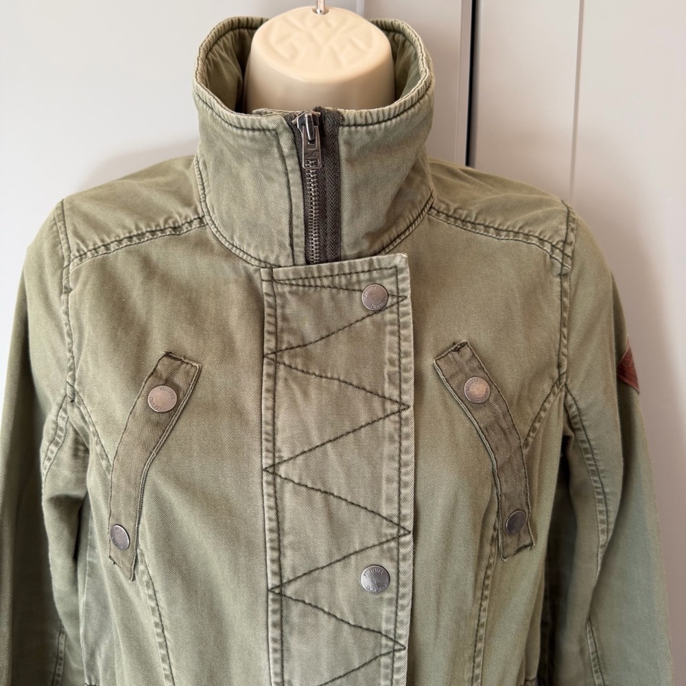 VTG Hollister Utility Jacket SM Drab Green Military Y2K Camp Festival Streetwear - Picture 6 of 12